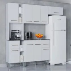 Cozinha Compacta Com Balcão Nicole 202cm P11 Branco - Mpozenato