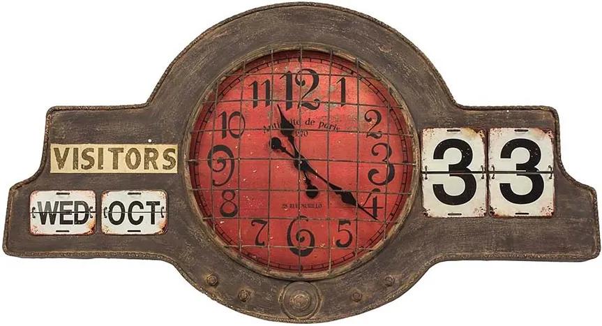 Relógio de Parede com Calendário em Metal - 109x60 cm