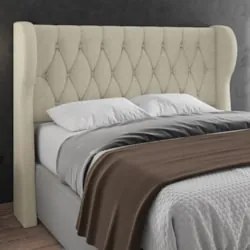 Cabeceira Casal Queen Cama Box 160cm Malva Z04 Linho Bege - Mpozenato