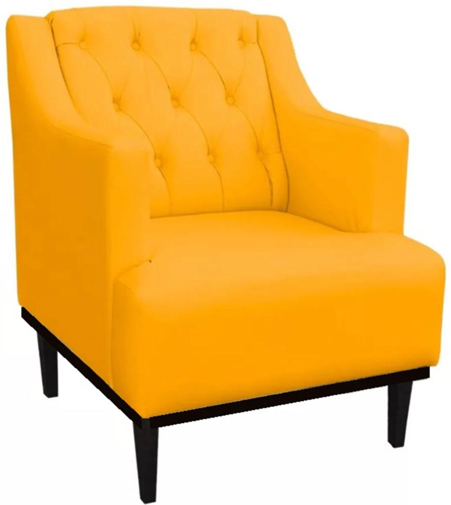 Poltrona Decorativa Clássica Capitonê Suede Amarelo - DS Móveis