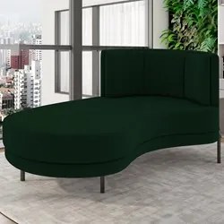 Chaise Longue Divã 164cm Braço Direito Logus D06 Veludo Verde - Mpozen