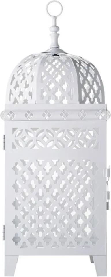 Lanterna Marroquina Vazada Branca Grande em Metal - 47x16 cm