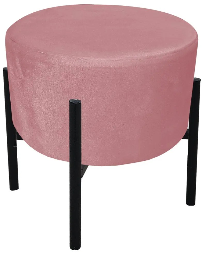 Puff Banqueta Decorativo Industrial Preto Kit 2 Iron Suede D03 - D'Rossi - Rose