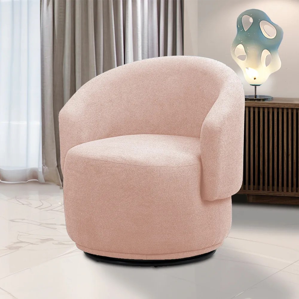 Poltrona Decorativa Orgânica Giratória Névoa Bouclê E03 - D'Rossi - Rose