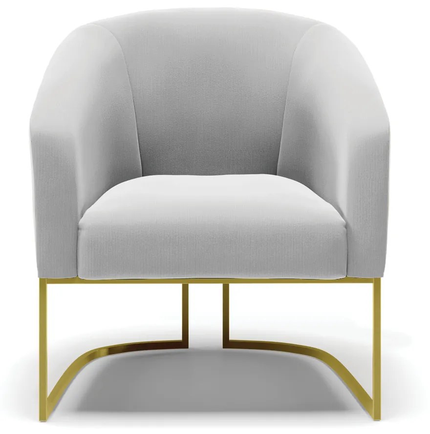 Poltrona Decorativa Industrial Dourado kit 2 Stella Suede D03 - D'Rossi - Cinza