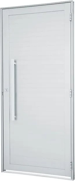 Porta de Alumínio de Abrir Alumifort Branca com Lambri Horizontal com Puxador 1 Folha Abertura Esquerda 216x88x5,4 - Sasazaki - Sasazaki