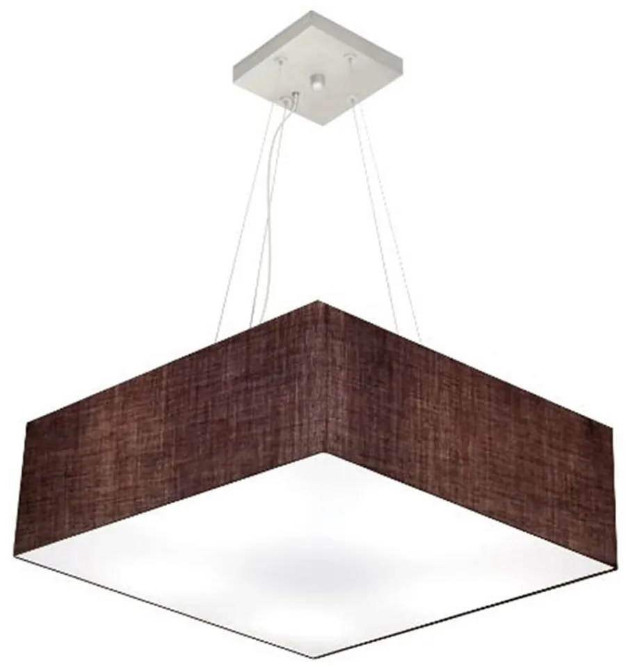 Lustre Pendente Quadrado Vivare Md-4032 Cúpula em Tecido 15/50x50cm - Bivolt