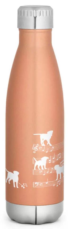 Garrafa Térmica Inox Brilhante 510 ml Cachorro Musical Branco - Dourado