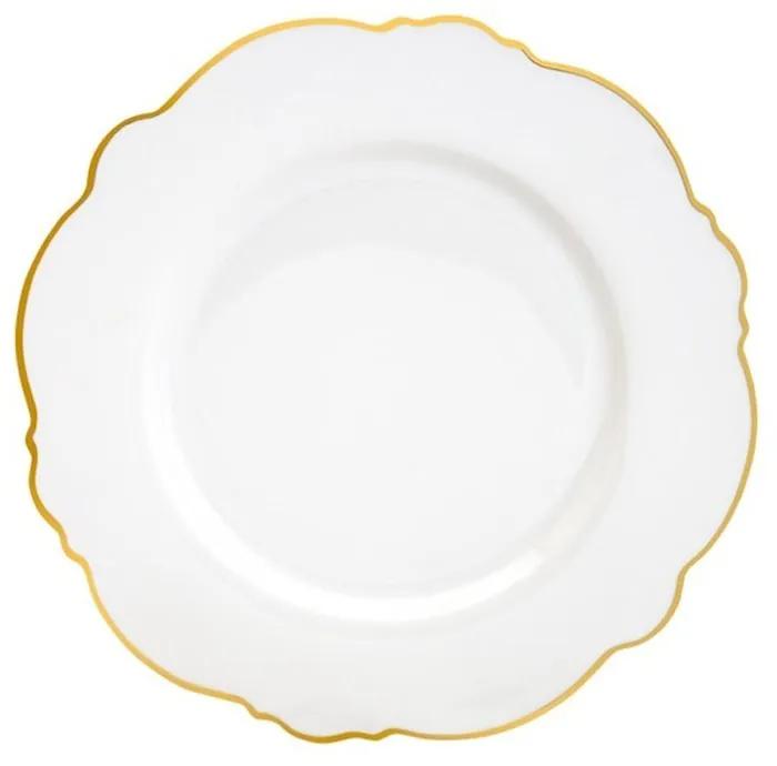 Prato Sobremesa Porcelana Maldivas Branco Fio Dourado 21cm 35371 Wolff