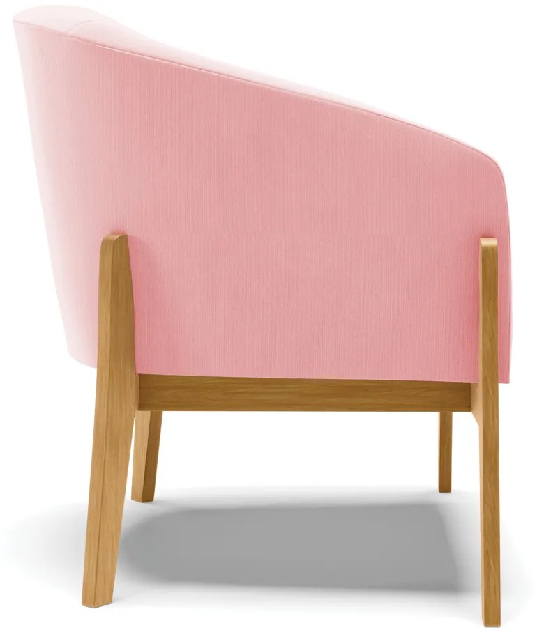 Poltrona Decorativa Base de Madeira Stella Suede Rosa Bebê D03 - D'Rossi