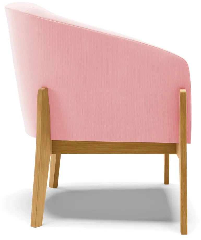 Poltrona Decorativa Base de Madeira Stella Suede Rosa Bebê D03 - D'Rossi