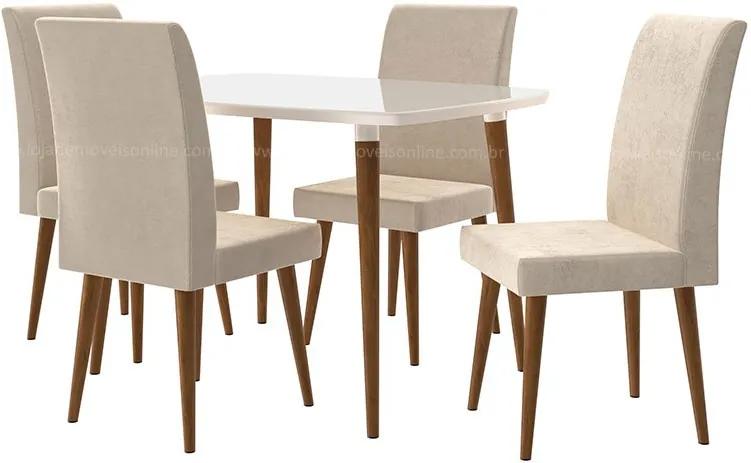 Mesa De Jantar 120 Com 4 Cadeiras Jade Rv Móveis Off White/bege