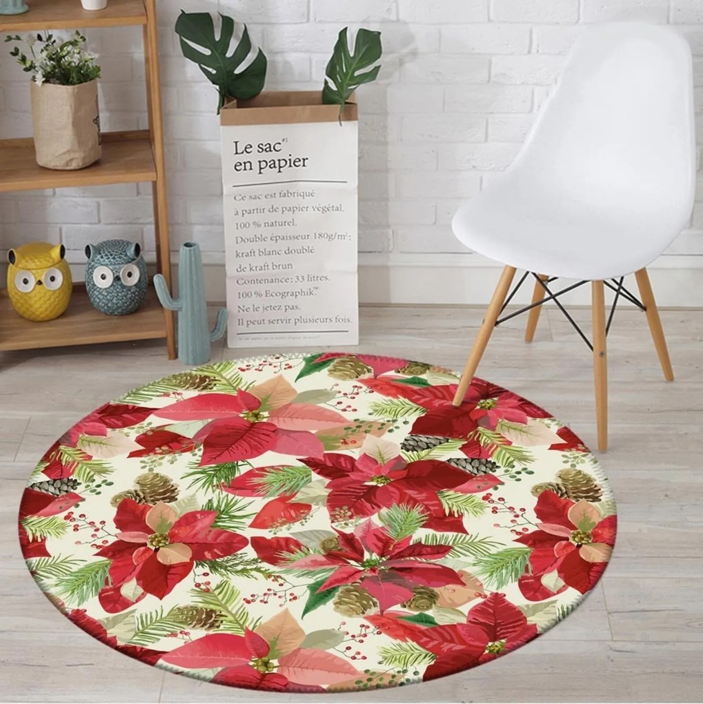 Tapete de Natal Redondo Floral Natalino 84cm