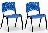 Kit 02 Cadeiras Empilháveis De Plástico Para Recepção CA300 Azul Lafatelli
