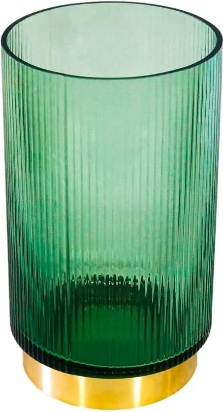 Castiçal Decorativo Produzido em Vidro na Cor Verde - 26x15cm
