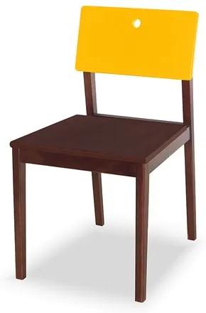 Cadeira Elgin em Madeira Maciça - Imbuia/Amarelo