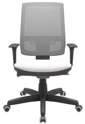 Cadeira Office Brizza Tela Cinza Assento Vinil Branco Autocompensador Base Standard 120cm - 63723 Sun House