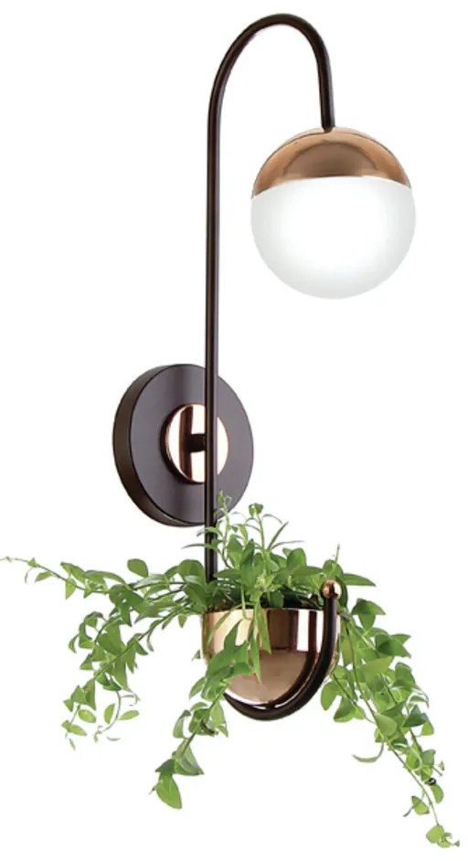 Arandela C/ Globo C/ Cachepô 12X23X51Cm Metal E Vidro 1 X G9 Globo Ø12... (DOURADO BRILHO, FOSCO)