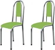 Kit 2 Cadeiras Anatômicas 0.122 Estofada Cromado/Verde - Marcheli