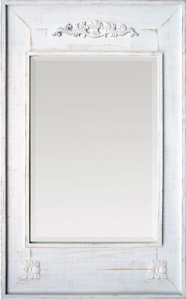 Espelho Decorativo Rústico Com Bisotê Moldura Branca Estilo Provençal Com Apliques