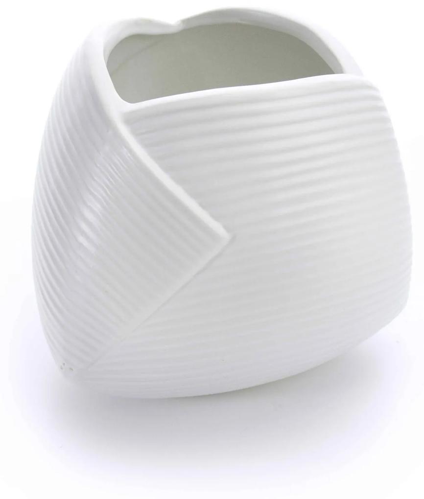 Vaso Decorativo Dobradura Branco em Cerâmica 16,5x17,5 cm - D'Rossi