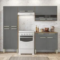 Cozinha Compacta Com Balcão 221cm Vivian Freijó/Gris Z06 - Mpozenato