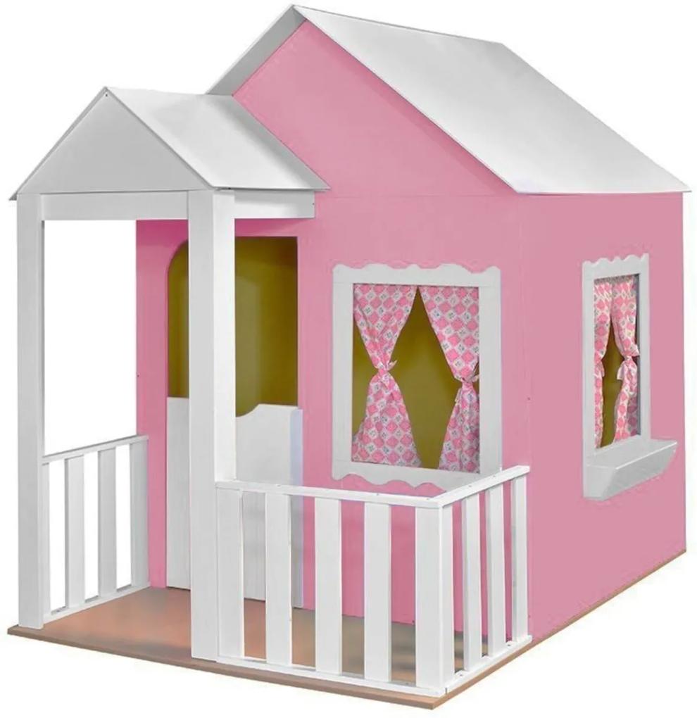Casinha Criança Feliz de Brinquedo com Cercado Rosa/Branco