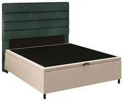 Cabeceira com Base Cama Box Baú Casal 138x188cm Hit ID5 Suede Bege/Lin