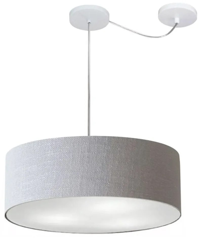 Lustre Pendente Cilíndrico Com Desvio de Centro Vivare Md-4222 Cúpula em Tecido 45x15cm - Bivolt