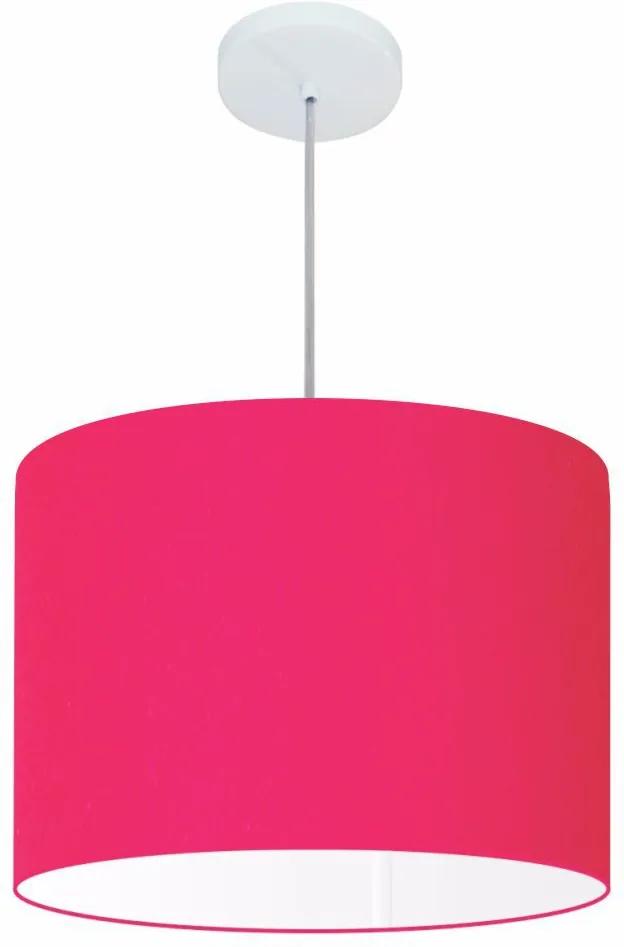 Lustre Pendente Cilíndrico Md-4146 Cúpula em Tecido 40x30cm Rosa Pink - Bivolt