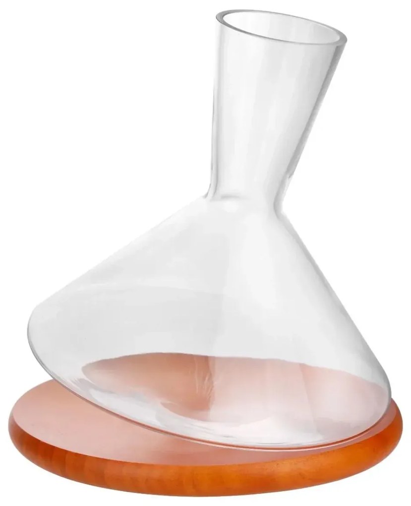 Decanter Em Cristal Ecológico Base De Madeira 2,3L Transparente - Fracalanza