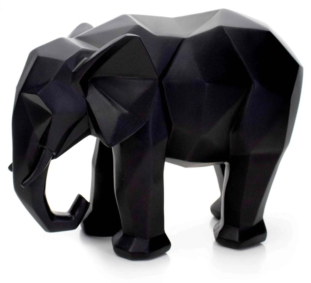 Escultura Elefante em Poliresina Preto 20x25x13 cm - D'Rossi