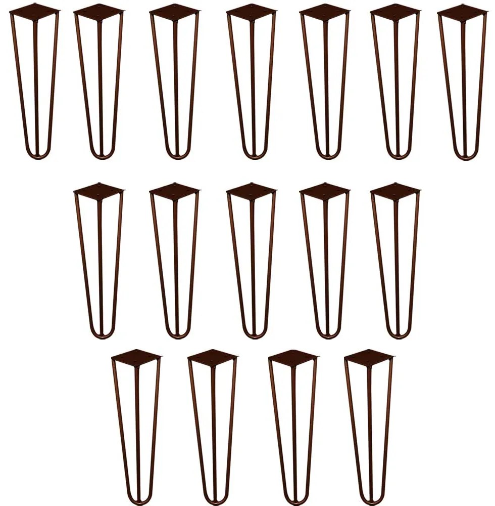 Kit 16 Pés de Metal 25 CM Hairpin Legs Rack e Puffs Bronze G41