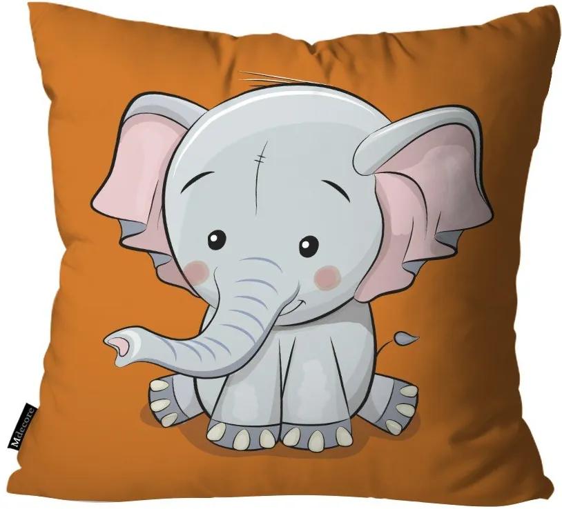 Capa para Almofada Infantil Elefante Laranja45x45cm