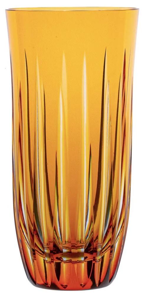 Copo de Cristal Lapidado Artesanal Long Drink - Amarelo  Amarelo