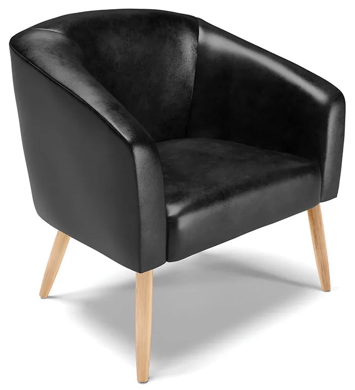 Poltrona Decorativa Pé Palito Natural Kit 2 Stella Sintético PU D03 - D'Rossi - Preto
