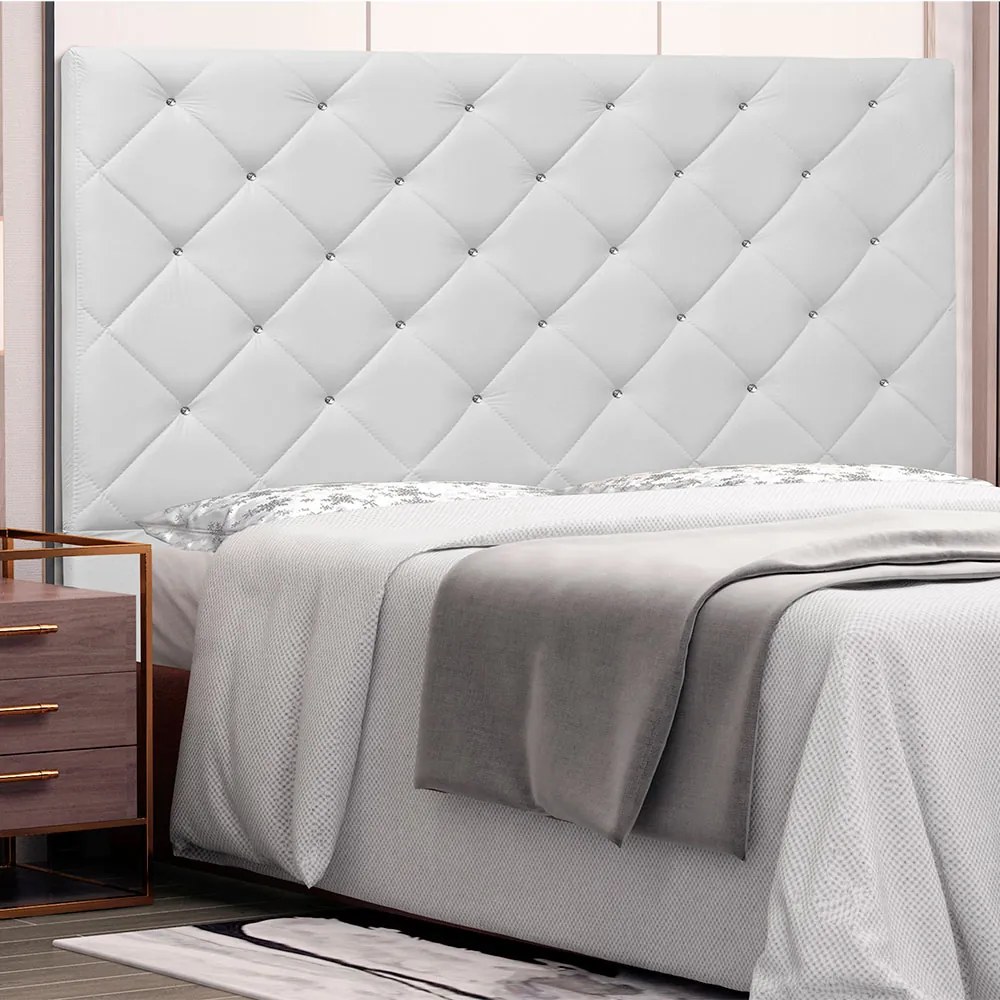 Cabeceira Tania Para Cama Box Solteiro 90 cm Corino Branco  - D'Rossi