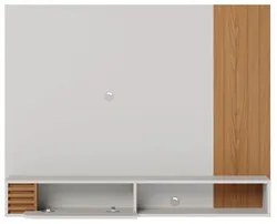 Painel para TV 55 Pol com Bancada Madrid C05 Off White Matte/Freijó -