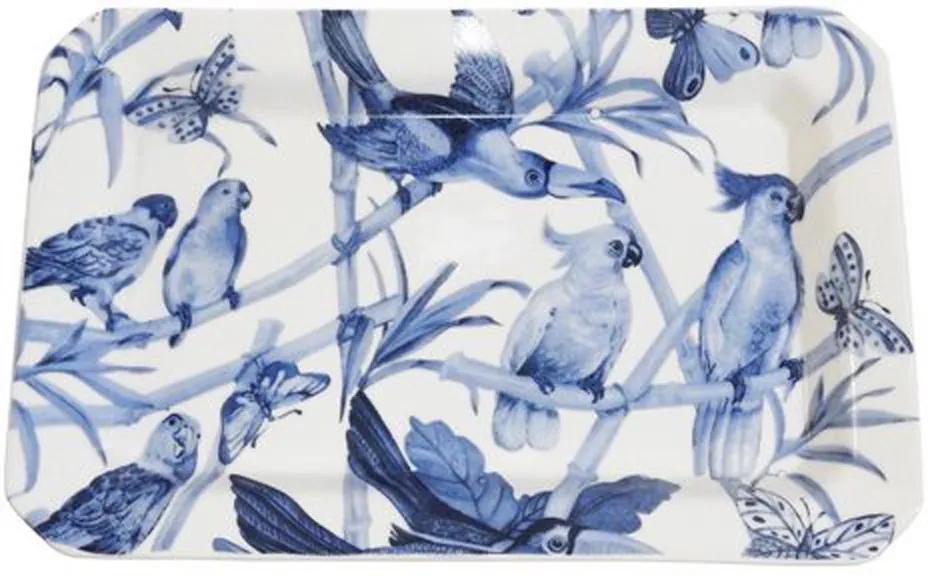 Travessa em Cerâmica Pássaros Azuis 30 cm x 34 cm