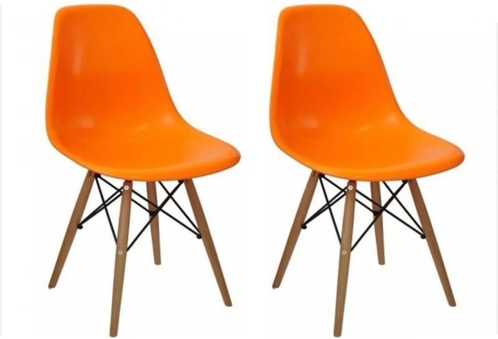 Kit 02 Cadeiras Facthus Eiffel Charles Eames Laranja