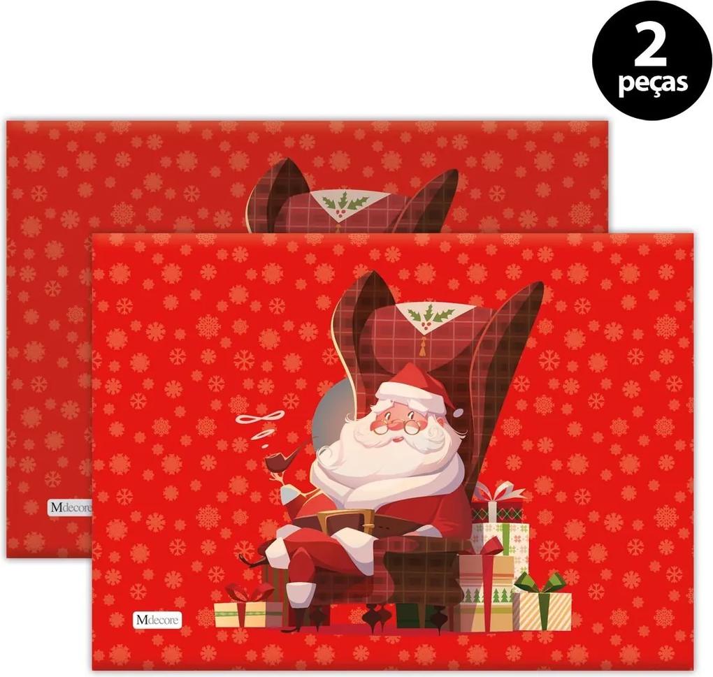Jogo Americano Mdecore Natal Papai Noel 40x28 cm Vermelho2pçs