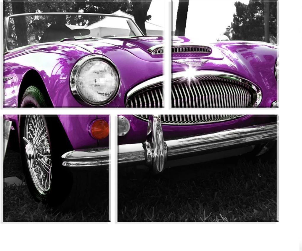 Conjunto de 4 Telas Wevans Decorativas em Canvas 83x103 Purple Car Multicolorido