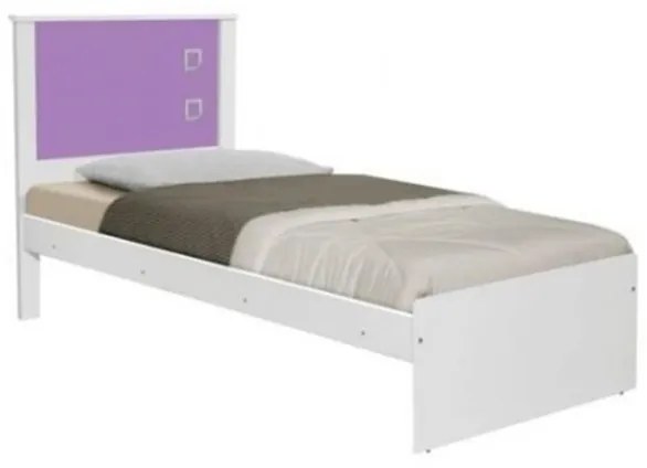 Cama  Barcelona Solteiro Branco Com Lilás - Tebarrot Móveis