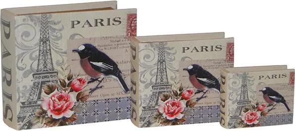 Conjunto com 3 Caixas Livro Paris Bird
