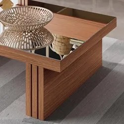 Mesa de Centro com Espelho para Sala de Estar 107cm Luna Nature/Preto
