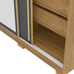 Guarda Roupa Casal 200cm Com Espelho Porto Nature/Alasca - Vila Rica