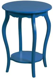 Mesa de Canto Redonda Estilo Clássico 50x50 cm - Azul