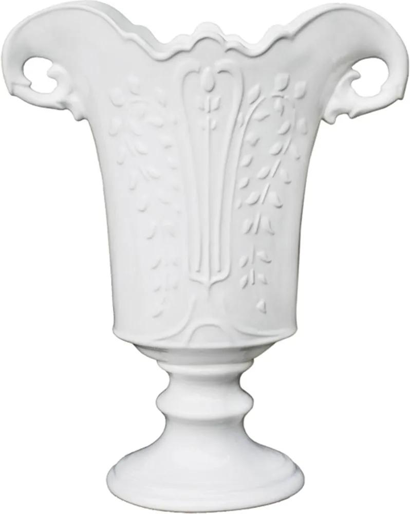 Vaso Effeto Branco em Cerâmica - 36x30x15 cm