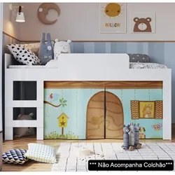 Cama Elevada Com Cortina Alegria Meu Fofinho A05 Branco - Mpozenato