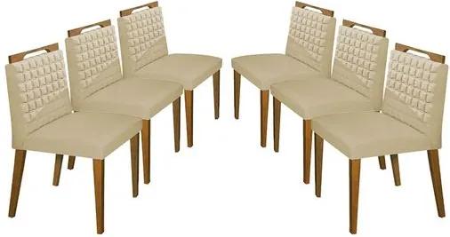 Kit 6 Cadeiras de Jantar Estofada Bege em Veludo Birlik